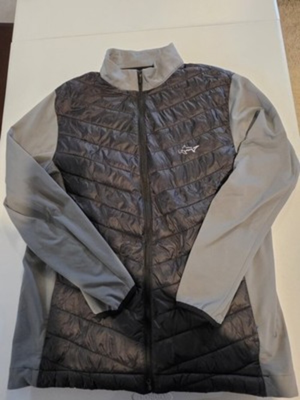 Attack Life Greg Norman Men's L Gray/Black Puffer Jacket Full Zip Stand-Up